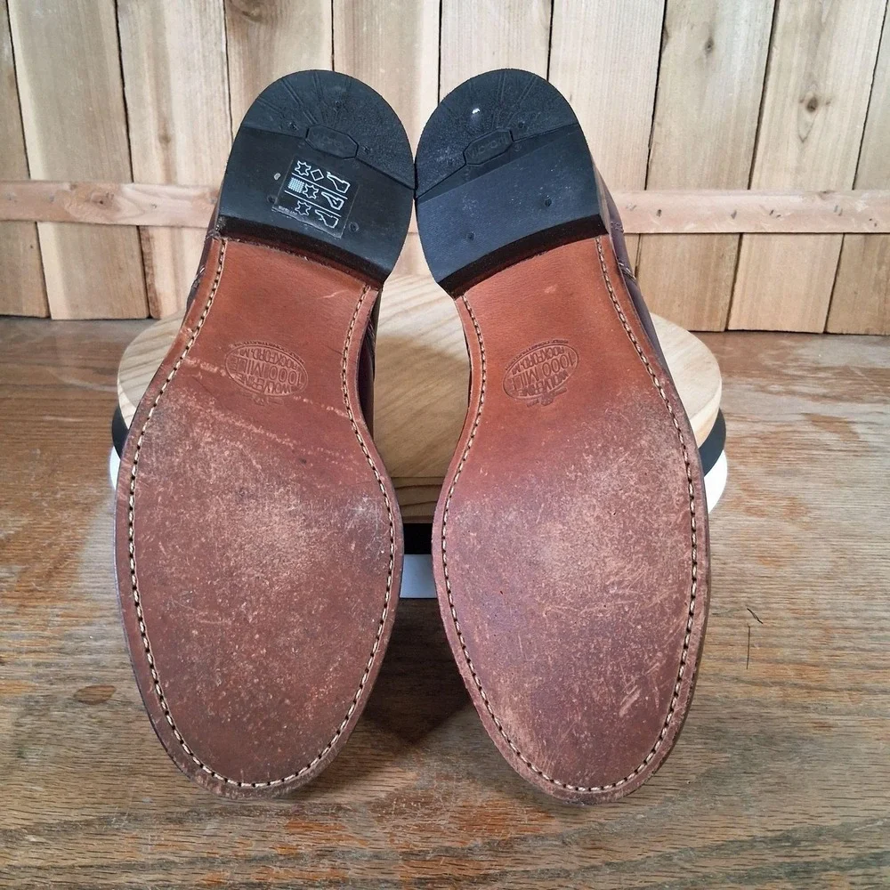 Wolverine 1000 Mile Plain Toe‎ Original Work Boots Mens 8 D Brown Leather USA